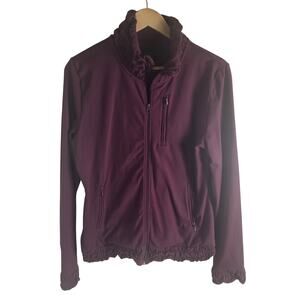 Prana Port Nichele Breathe Ruched Mock Neck Jacket in Port Burgundy - Large